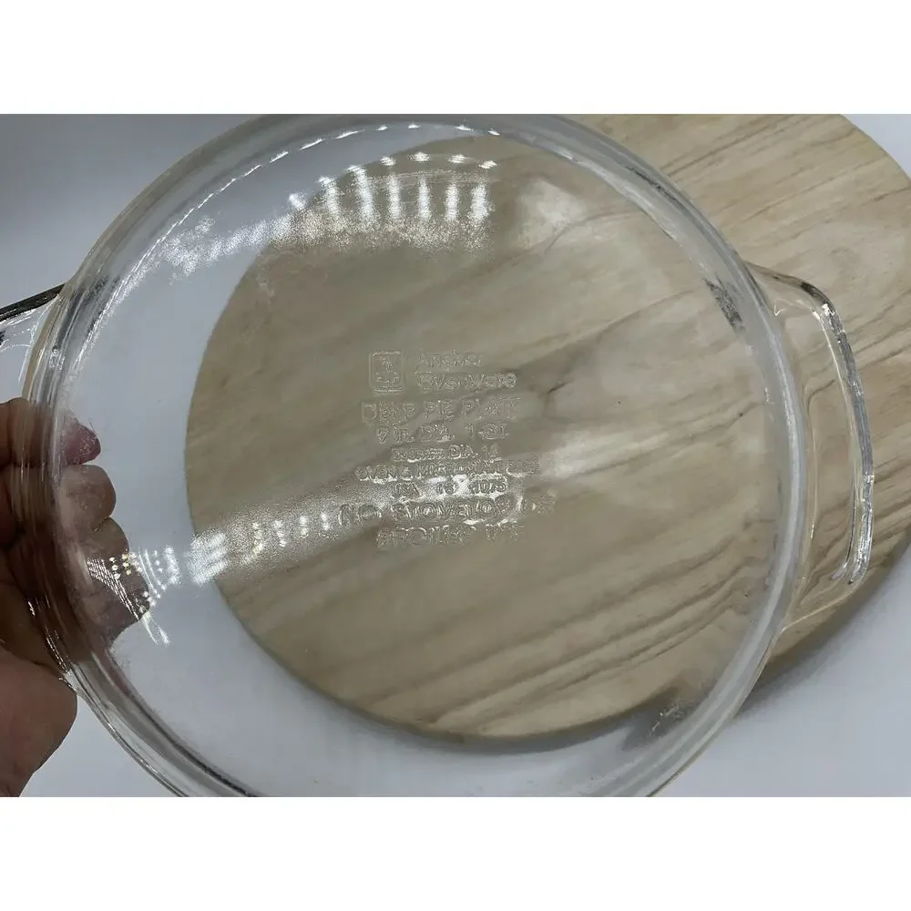 Anchor Hocking Clear Glass Deep Pie‎ Dish 9 In Round Baking Pan Handles Kitchen